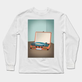 Vintage Turntable With Vinyl Record Illustration Long Sleeve T-Shirt